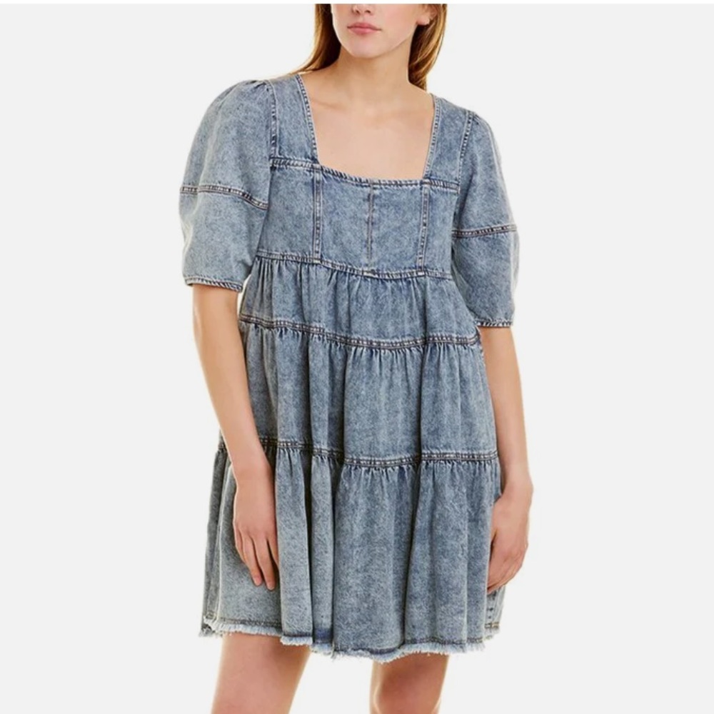 En Saison Short Sleeve Denim Babydoll Dress